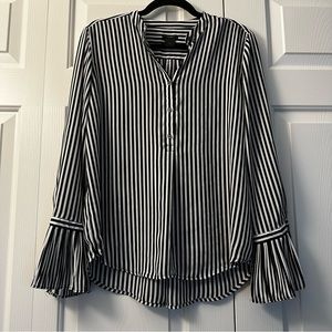 Ann Taylor pleated sleeves Striped blouse